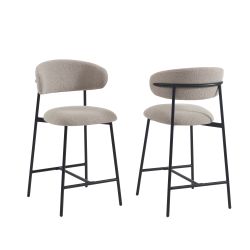 Lot de 2 tabourets GALLY tissu grège