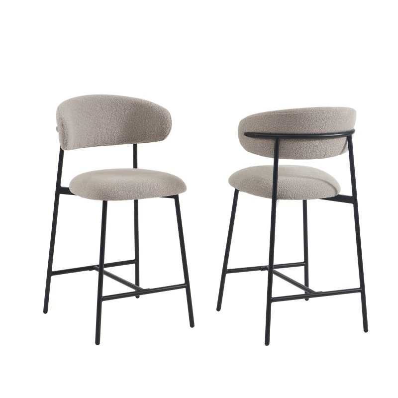 Lot de 2 tabourets GALLY tissu grège