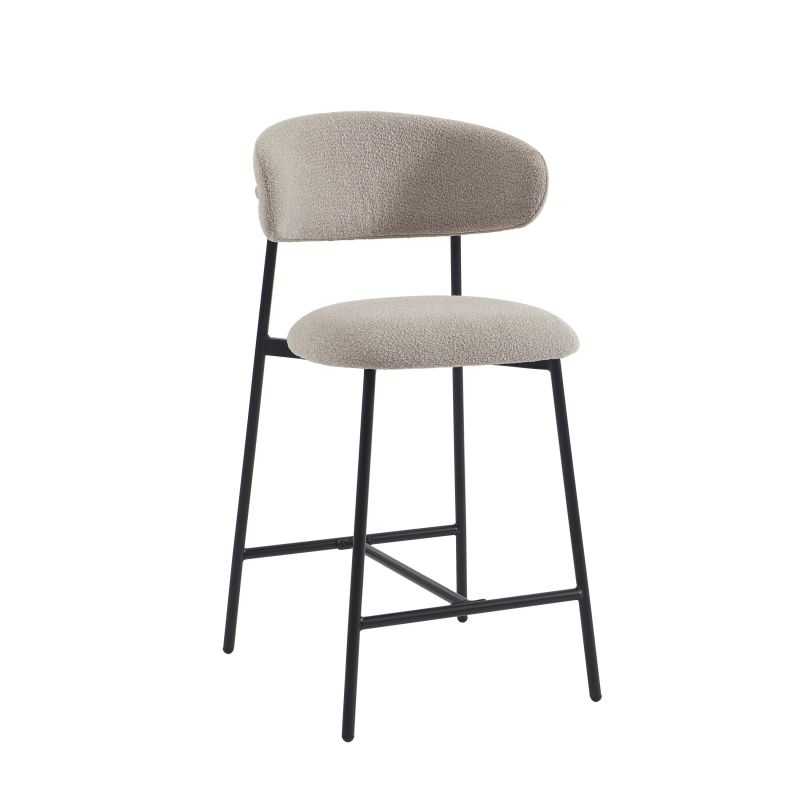 Lot de 2 tabourets GALLY tissu grège