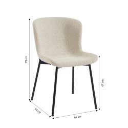 Lot de 2 chaises GIJA tissu beige pieds métal noir