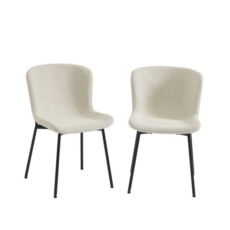 Lot de 2 chaises GIJA tissu beige pieds métal noir