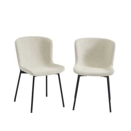Lot de 2 chaises GIJA tissu beige pieds métal noir