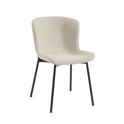 Lot de 2 chaises GIJA tissu beige pieds métal noir