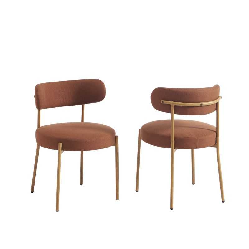 Lot de 2 chaises NOA tissu terracotta pieds métal finition bois