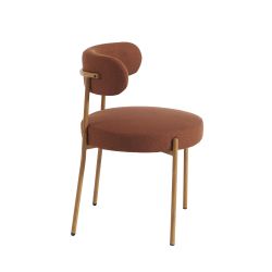 Lot de 2 chaises NOA tissu terracotta pieds métal finition bois