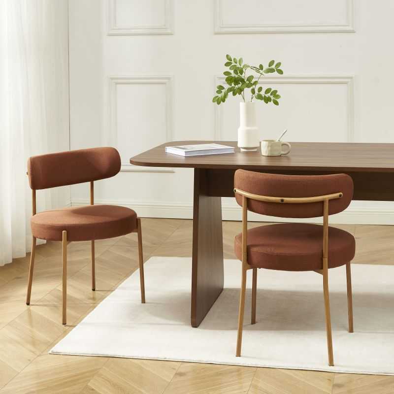Lot de 2 chaises NOA tissu terracotta pieds métal finition bois