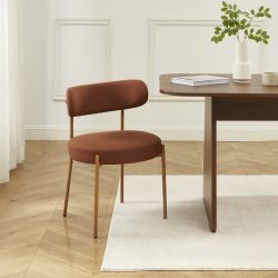Lot de 2 chaises NOA tissu terracotta pieds métal finition bois