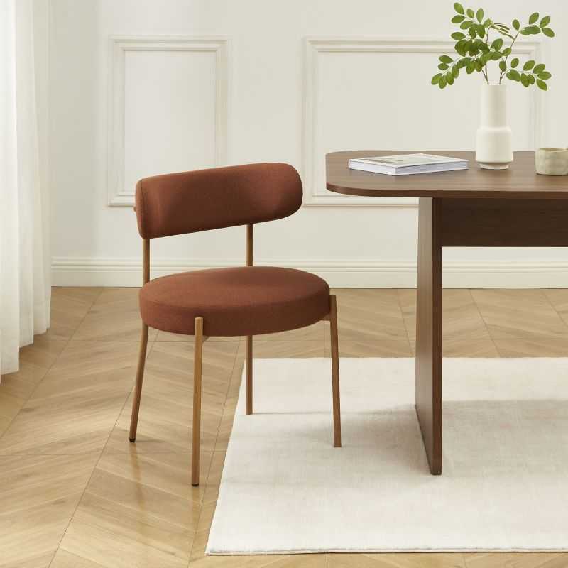 Lot de 2 chaises NOA tissu terracotta pieds métal finition bois