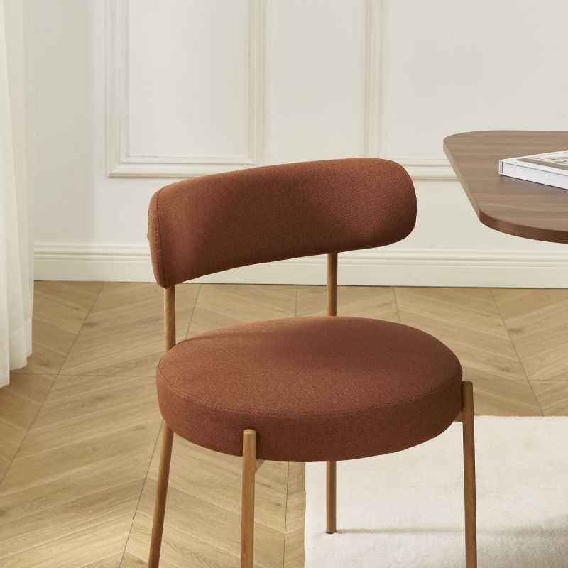 Lot de 2 chaises NOA tissu terracotta pieds métal finition bois