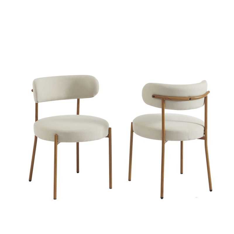 Lot de 2 chaises NOA tissu beige pieds métal finition bois