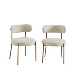 Lot de 2 chaises NOA tissu beige pieds métal finition bois