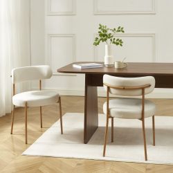 Lot de 2 chaises NOA tissu beige pieds métal finition bois