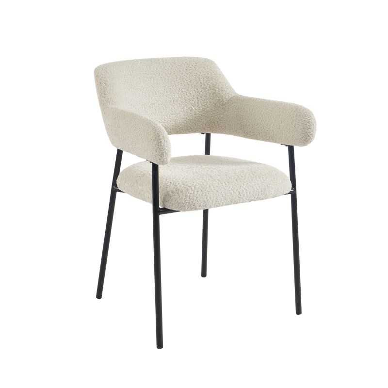 Lot de 2 fauteuils repas IVAN tissu beige pieds métal noir