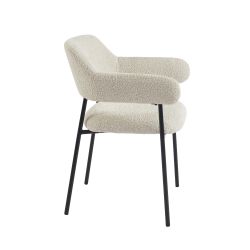 Lot de 2 fauteuils repas IVAN tissu beige pieds métal noir