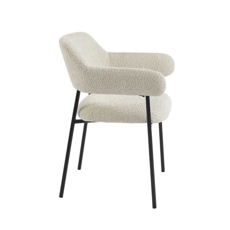 Lot de 2 fauteuils repas IVAN tissu beige pieds métal noir
