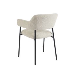 Lot de 2 fauteuils repas IVAN tissu beige pieds métal noir