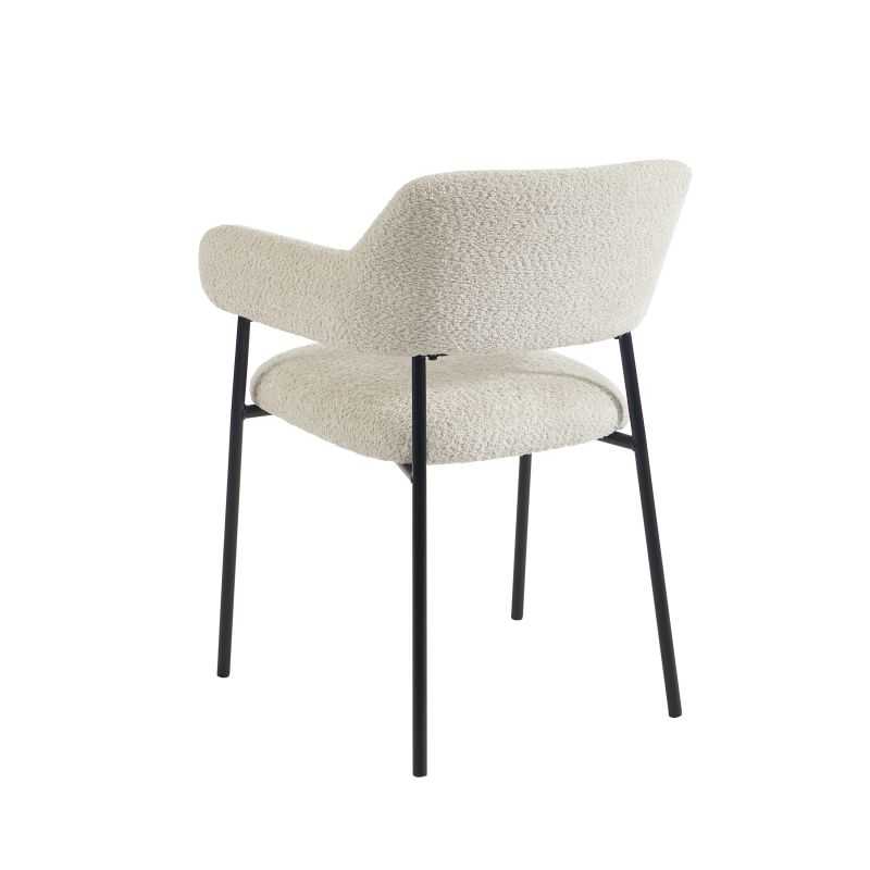 Lot de 2 fauteuils repas IVAN tissu beige pieds métal noir