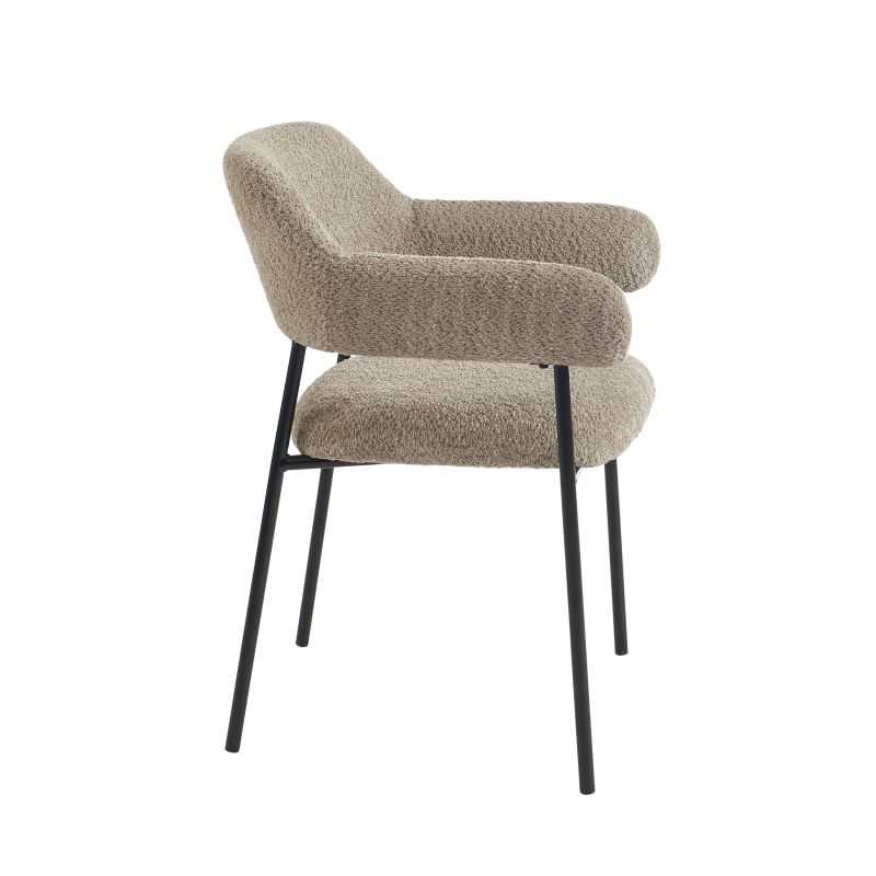 Lot de 2 fauteuils repas IVAN tissu marron glacé pieds métal noir