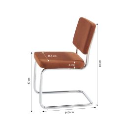 Lot de 2 chaises JACK velours côtelé terracotta pieds métal chromé