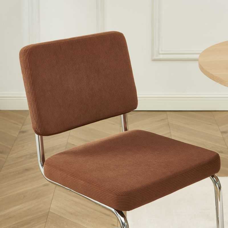 Lot de 2 chaises JACK velours côtelé terracotta pieds métal chromé