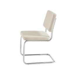 Lot de 2 chaises JACK velours côtelé écru pieds métal chromé