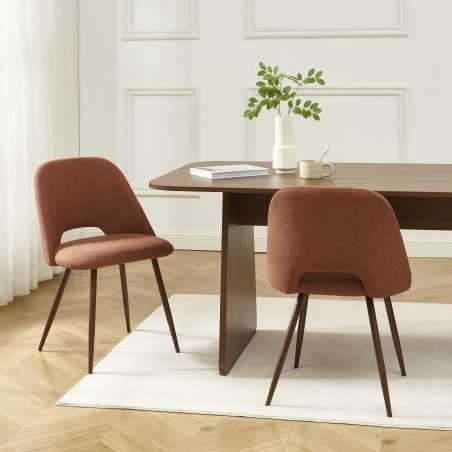 Lot de 2 chaises ELISABETH tissu terracotta pieds effet chêne