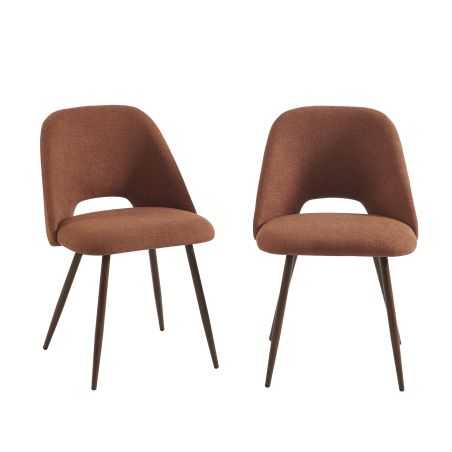 Lot de 2 chaises ELISABETH tissu terracotta pieds effet chêne