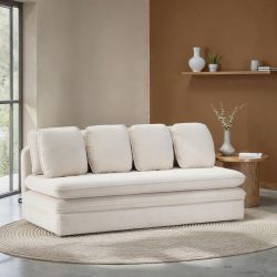 Banquette convertible NOMA 3 places tissu bouclette grège