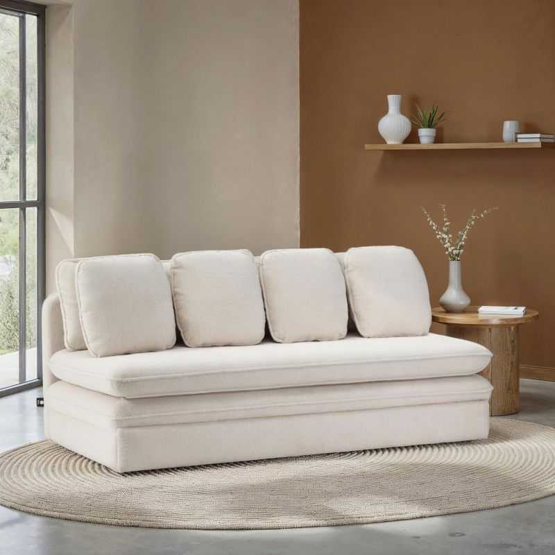 Banquette convertible NOMA 3 places tissu bouclette grège