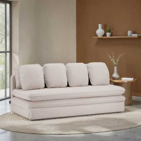 Banquette convertible NOMA 3 places tissu bouclette taupe