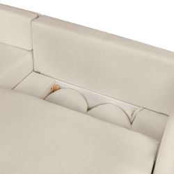 Canapé d'angle gauche convertible CARLOTTA 4 places tissu bouclette grège