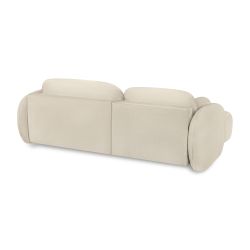 Canapé d'angle gauche convertible CARLOTTA 4 places tissu bouclette grège