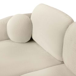 Canapé d'angle gauche convertible CARLOTTA 4 places tissu bouclette grège