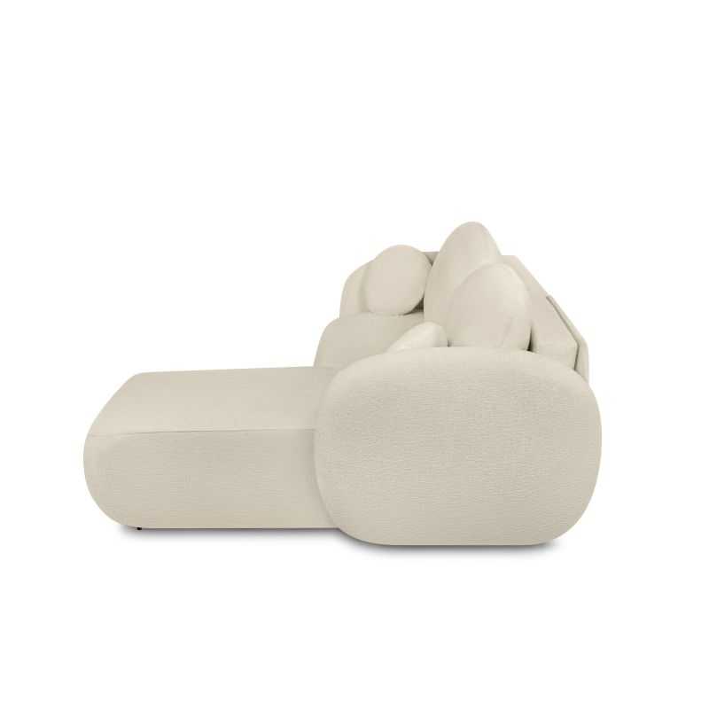 Canapé d'angle droit convertible CARLOTTA 4 places tissu bouclette grège