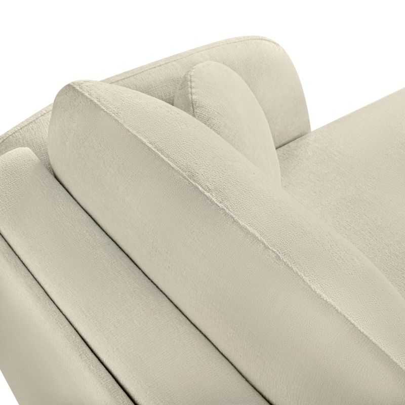 Canapé d'angle droit convertible CARLOTTA 4 places tissu bouclette grège