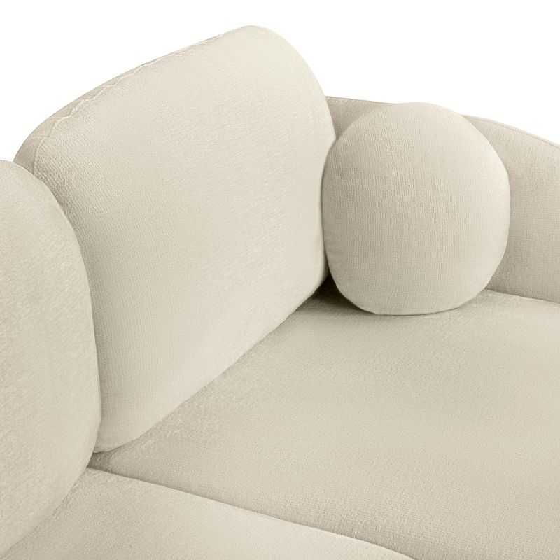 Canapé d'angle droit convertible CARLOTTA 4 places tissu bouclette grège