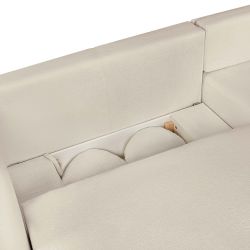 Canapé d'angle droit convertible CARLOTTA 4 places tissu bouclette grège