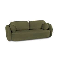 Canapé droit convertible CARLOTTA 3 places tissu chenille vert kaki