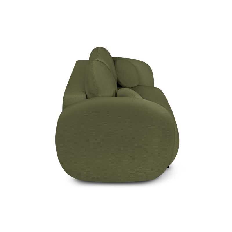 Canapé droit convertible CARLOTTA 3 places tissu chenille vert kaki