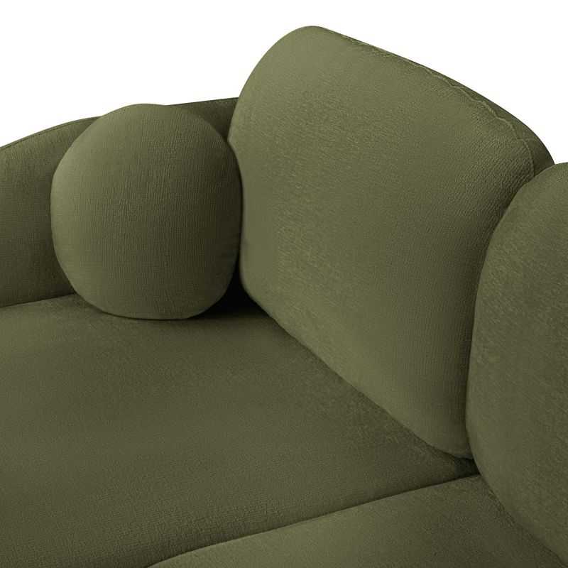 Canapé d'angle gauche convertible CARLOTTA 4 places tissu chenille vert kaki