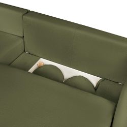 Canapé d'angle gauche convertible CARLOTTA 4 places tissu chenille vert kaki