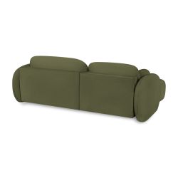 Canapé d'angle gauche convertible CARLOTTA 4 places tissu chenille vert kaki