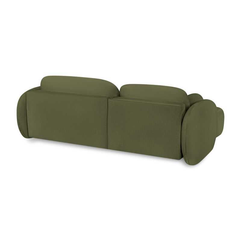 Canapé d'angle gauche convertible CARLOTTA 4 places tissu chenille vert kaki