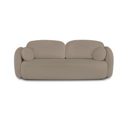 Canapé droit convertible CARLOTTA 3 places tissu bouclette taupe
