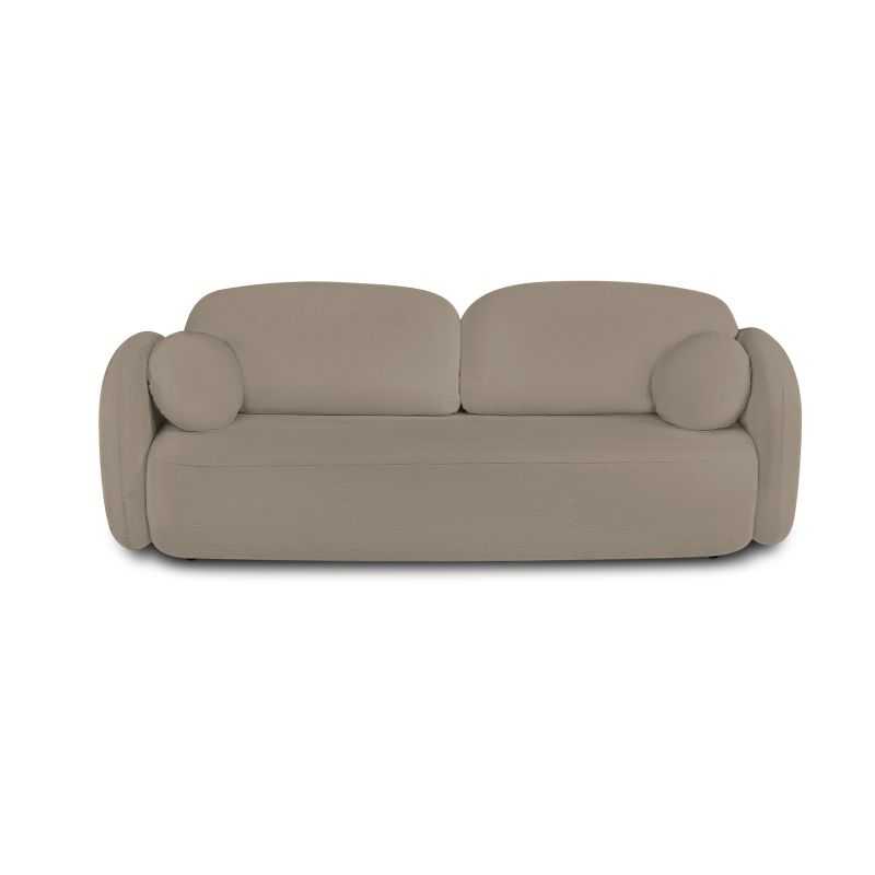 Canapé droit convertible CARLOTTA 3 places tissu bouclette taupe