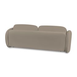 Canapé droit convertible CARLOTTA 3 places tissu bouclette taupe