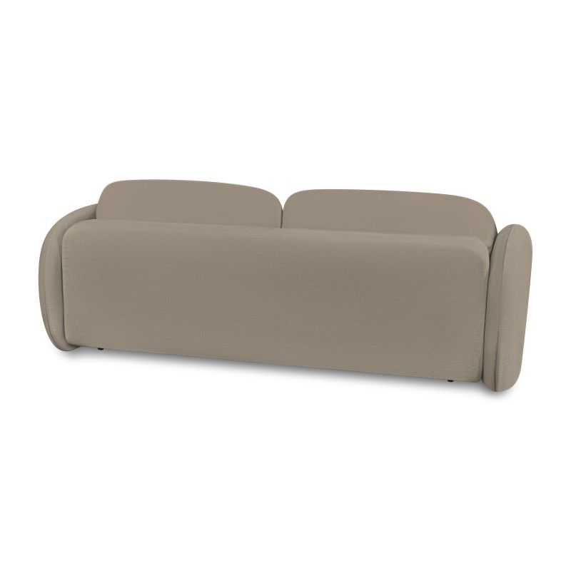 Canapé droit convertible CARLOTTA 3 places tissu bouclette taupe