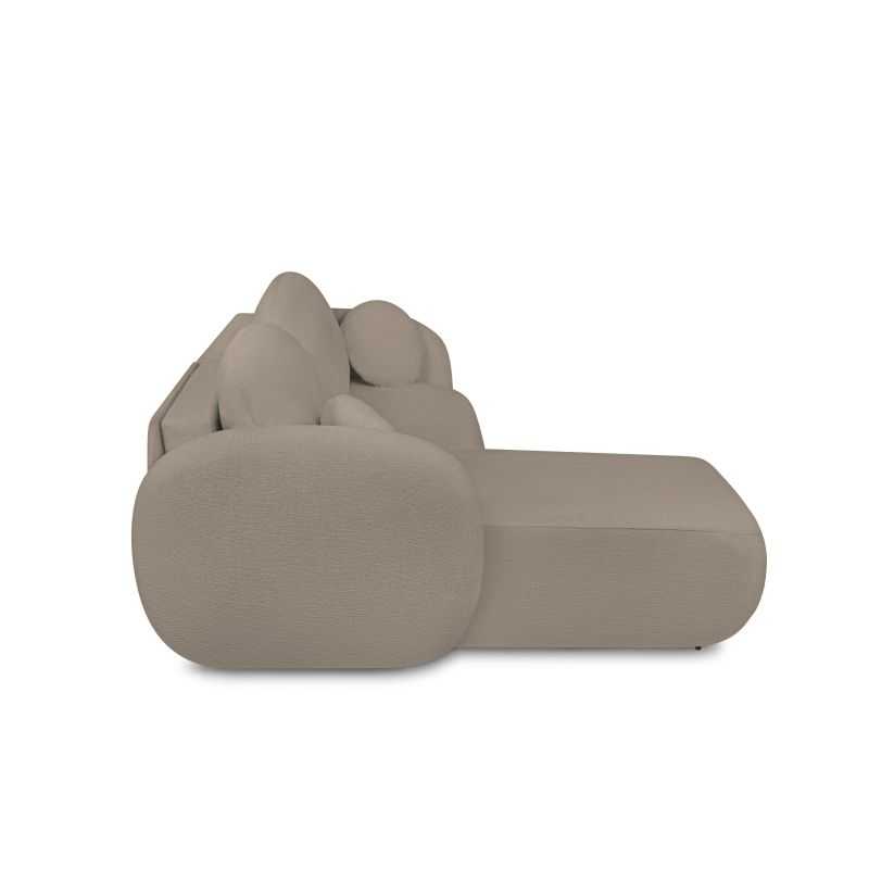 Canapé d'angle gauche convertible CARLOTTA 4 places tissu bouclette taupe
