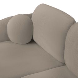 Canapé d'angle gauche convertible CARLOTTA 4 places tissu bouclette taupe
