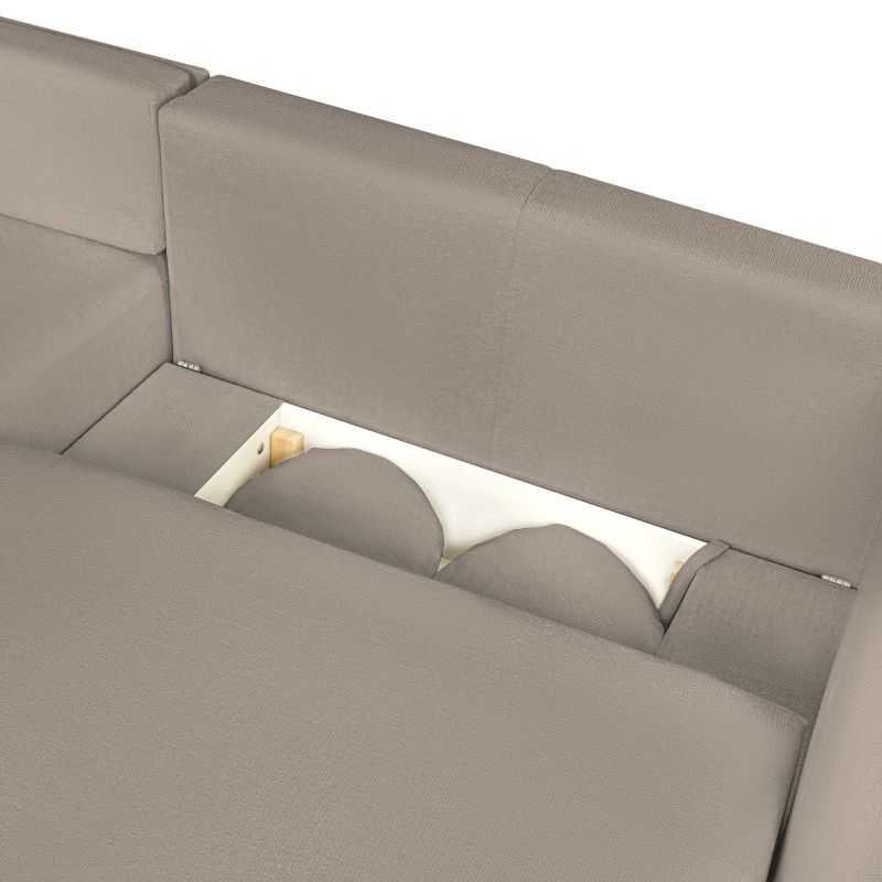 Canapé d'angle gauche convertible CARLOTTA 4 places tissu bouclette taupe